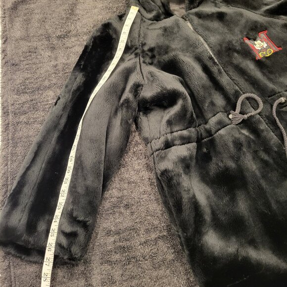 Vintage Mickey Mouse Unlimited Faux Fur Long Jacket Black Size Large - Picture 14 of 15